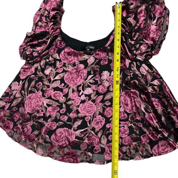 Acqua Babydoll Blouse Size Medium Velvet Floral Fairy Whimsigoth Cottagecore - Picture 6 of 11